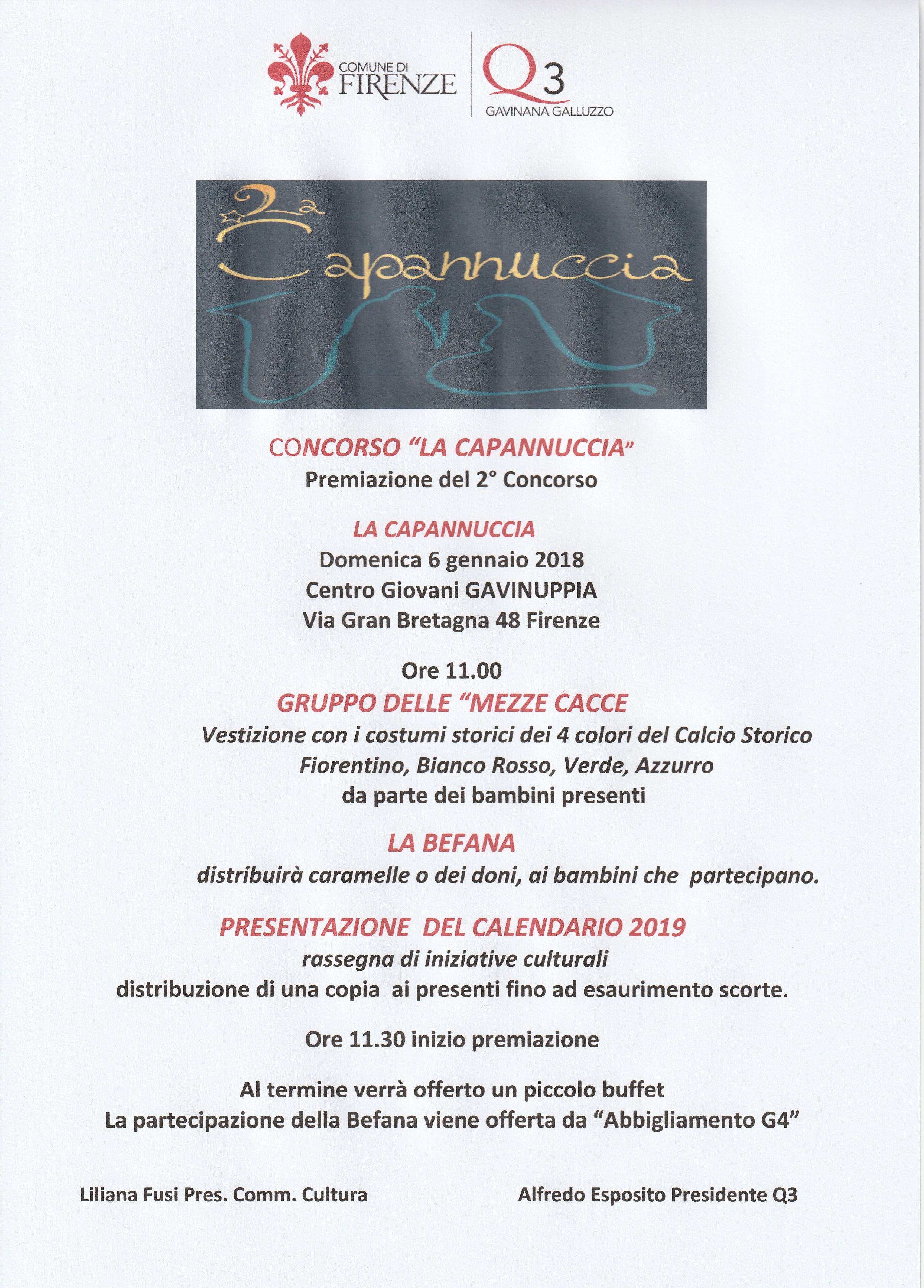 Programma premiazione La Capannuccia
