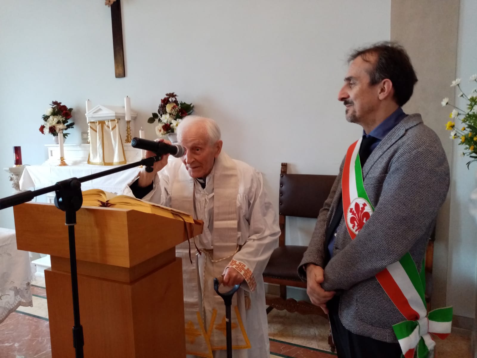 Il presidente del Consiglio comunale Luca Milani al centenario di don Giulio Andreini